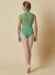 Mirella Adult High Neckline Lace Mesh Zip Back Cap Sleeve Leotard- M5082LM
