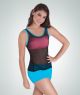 Body Wrappers Adult Black Power Mesh Long Tank Pullover- 7012