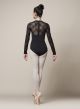 Bloch Adult V Neckline Zipper Back Messina Flock Mesh Panelled Long Sleeve- M1014LM