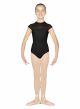 Bloch Child High Neckline Heart Flock Bodice Open Back Cap Sleeve Leotard - M1520C