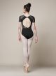 Bloch Adult V Neckline Open Back Olivina Lace Panelled Cap Sleeve leotard- M5073LM