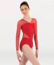 Body Wrappers Adult Fine Mesh Stripe Long Sleeve Leotard- P1233