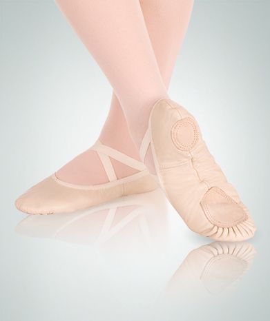 Body Wrapper Adult Sterling Split Sole Leather Pleated Ballet Slipper- 202A