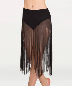 Body Wrappers Child Power Mesh Fringe Skirt- BW0811