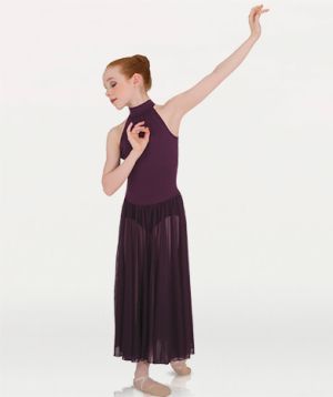Body Wrappers Child Long Mock T-Neck Dance Dress- P733