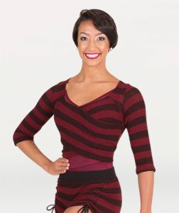Body Wrappers Adult Wide Stripe ¾ Sleeve Pullover- 5173