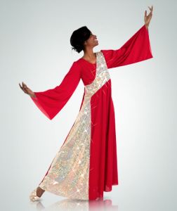 Body Wrappers Adult Asymmetrical Bell Sleeve Dress- 630