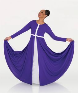 Body Wrappers Adult Long Sleeve Cross Dress With Contrast Front Cross- 645 