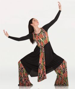 Body Wrappers Adult Printed Asymmetrical Tunic Pullover- 665