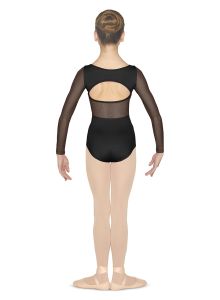 Bloch Child Mesh Panelled Open Diamante Back Long Sleeve Leotard- M113C