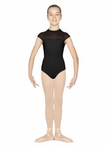Bloch Child High Neckline Heart Flock Bodice Open Back Cap Sleeve Leotard - M1520C