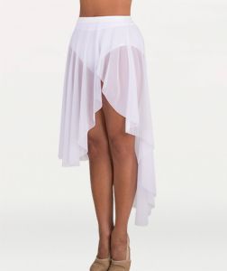 Body Wrappers Child Asymmetrical Petal Front Slit Power Mesh Skirt- NL1110