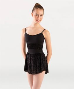 Body Wrappers Adult Paisley Floral Burn-Out Flocked Velvet Waist Insert Camisole Leotard- P1253