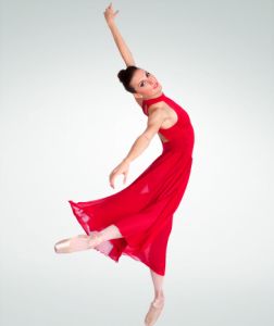 Body Wrappers Adult Long Mock T-Neck Dance Dress- P733